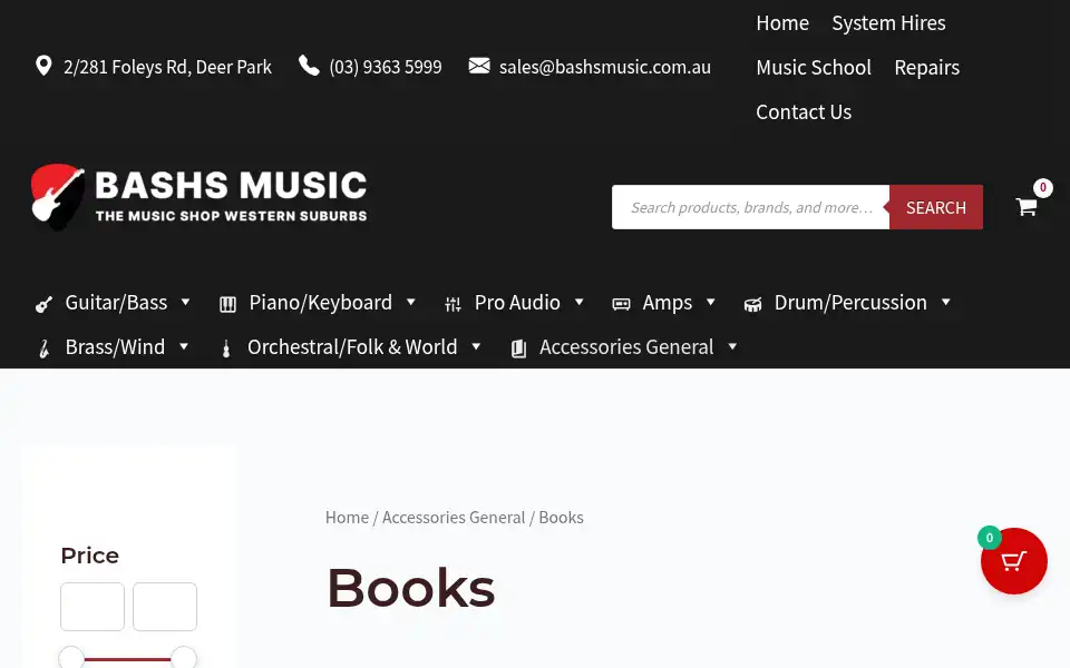 Screenshot of bashsmusic.com.au