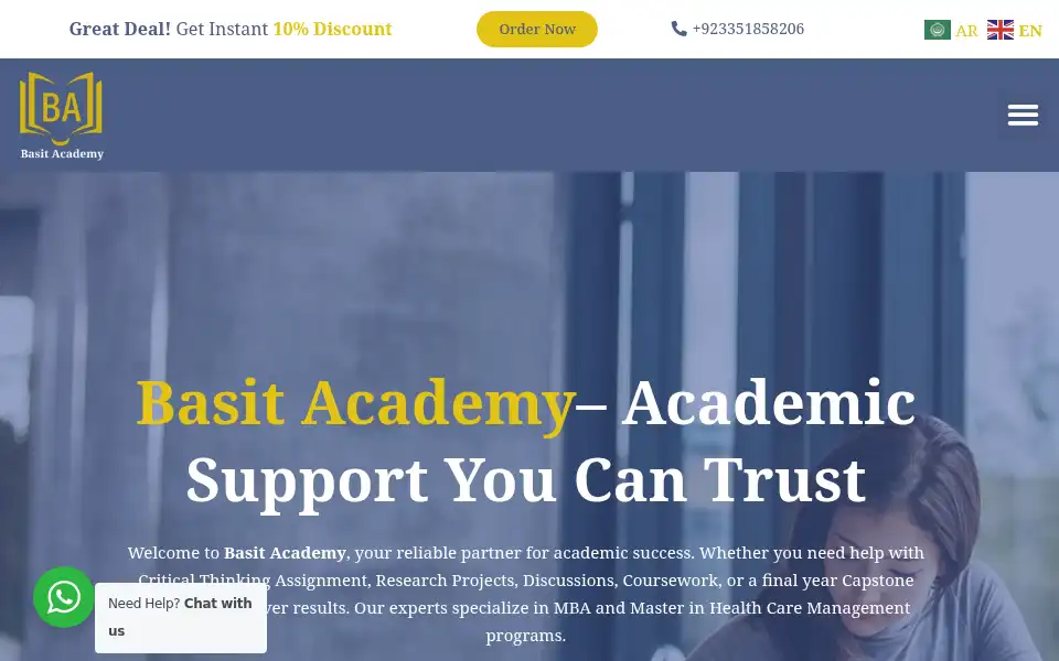 Screenshot of basitacademy.com