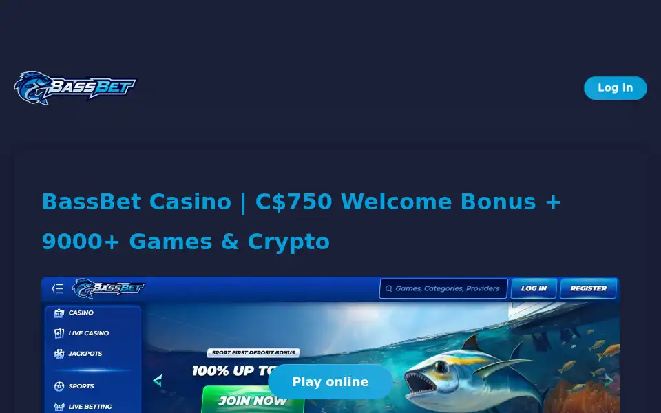 Screenshot of bassbetcasino.ca