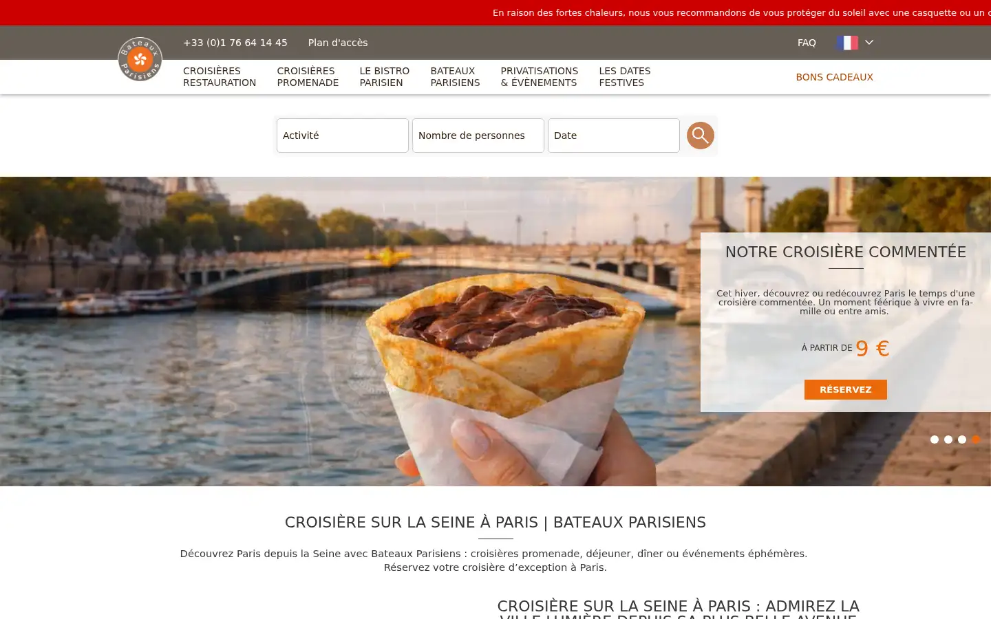 Screenshot of bateauxparisiens.com