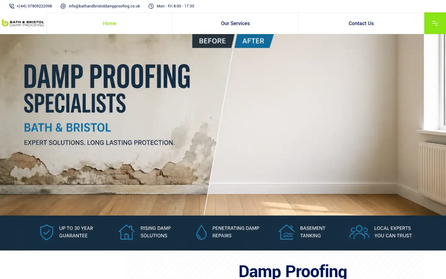 Screenshot of bathandbristoldampproofing.co.uk