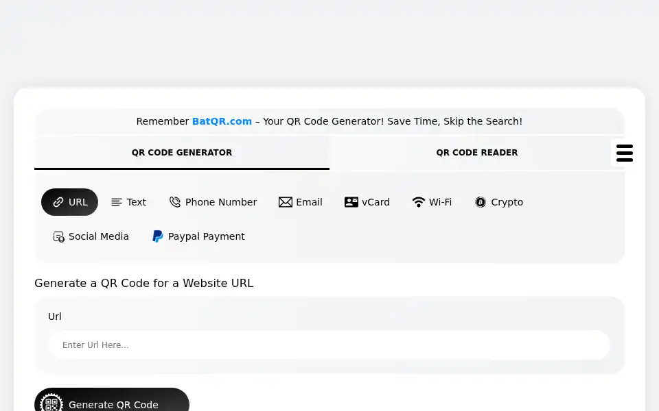 Screenshot of batqr.com