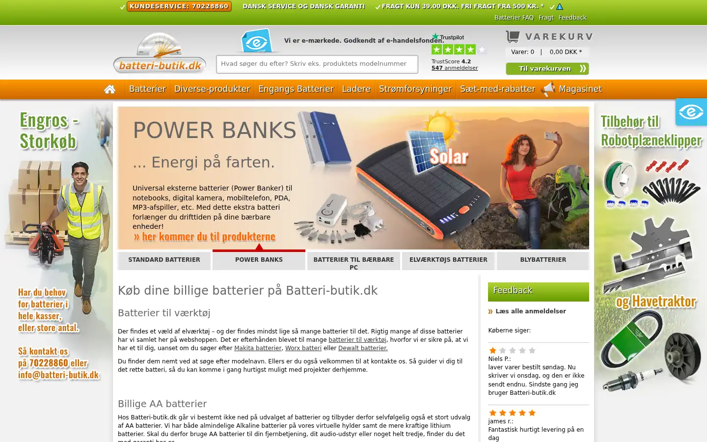 Screenshot of batteri-butik.dk
