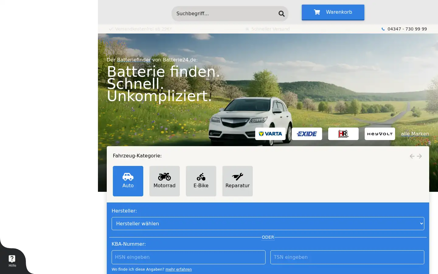 Screenshot of batterie24.de