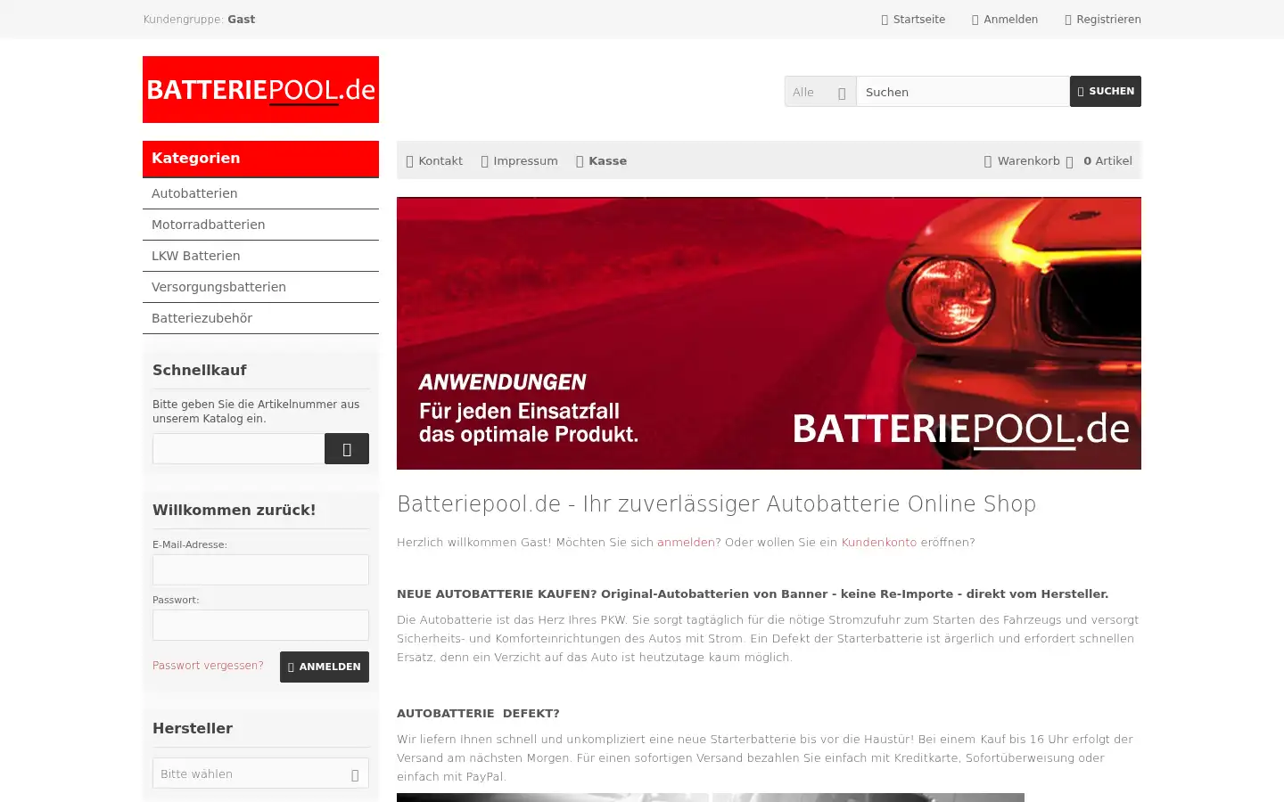 Screenshot of batteriepool.de