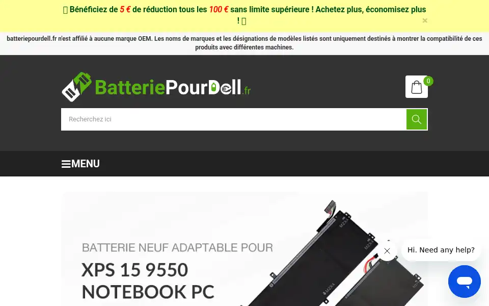 Screenshot of batteriepourdell.fr