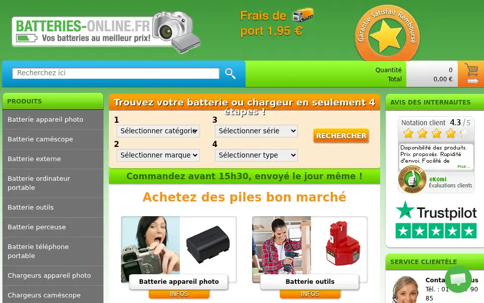 Screenshot of batteries-online.fr