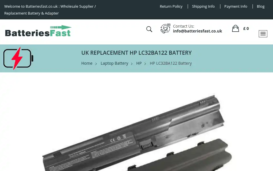 Screenshot of batteriesfast.co.uk