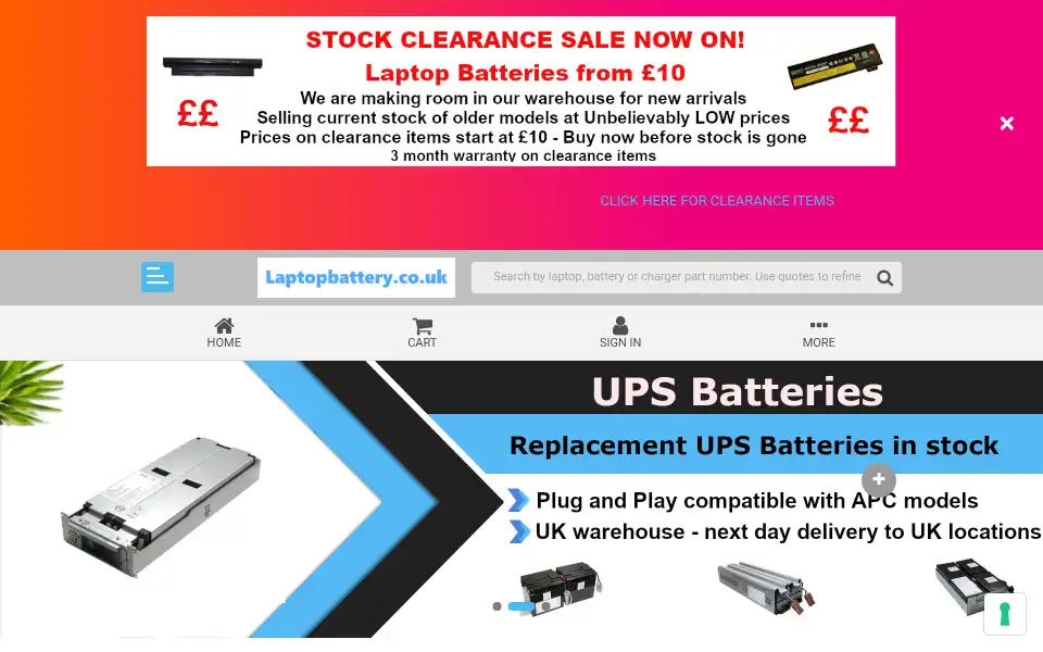 Screenshot of battery.co.uk