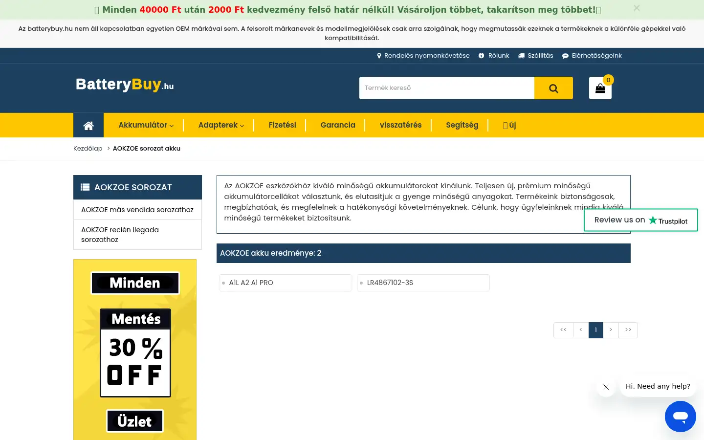Screenshot of batterybuy.hu