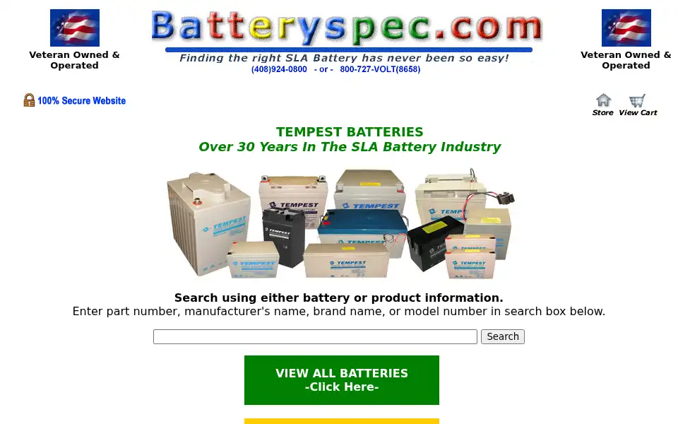 Screenshot of batteryspec.com