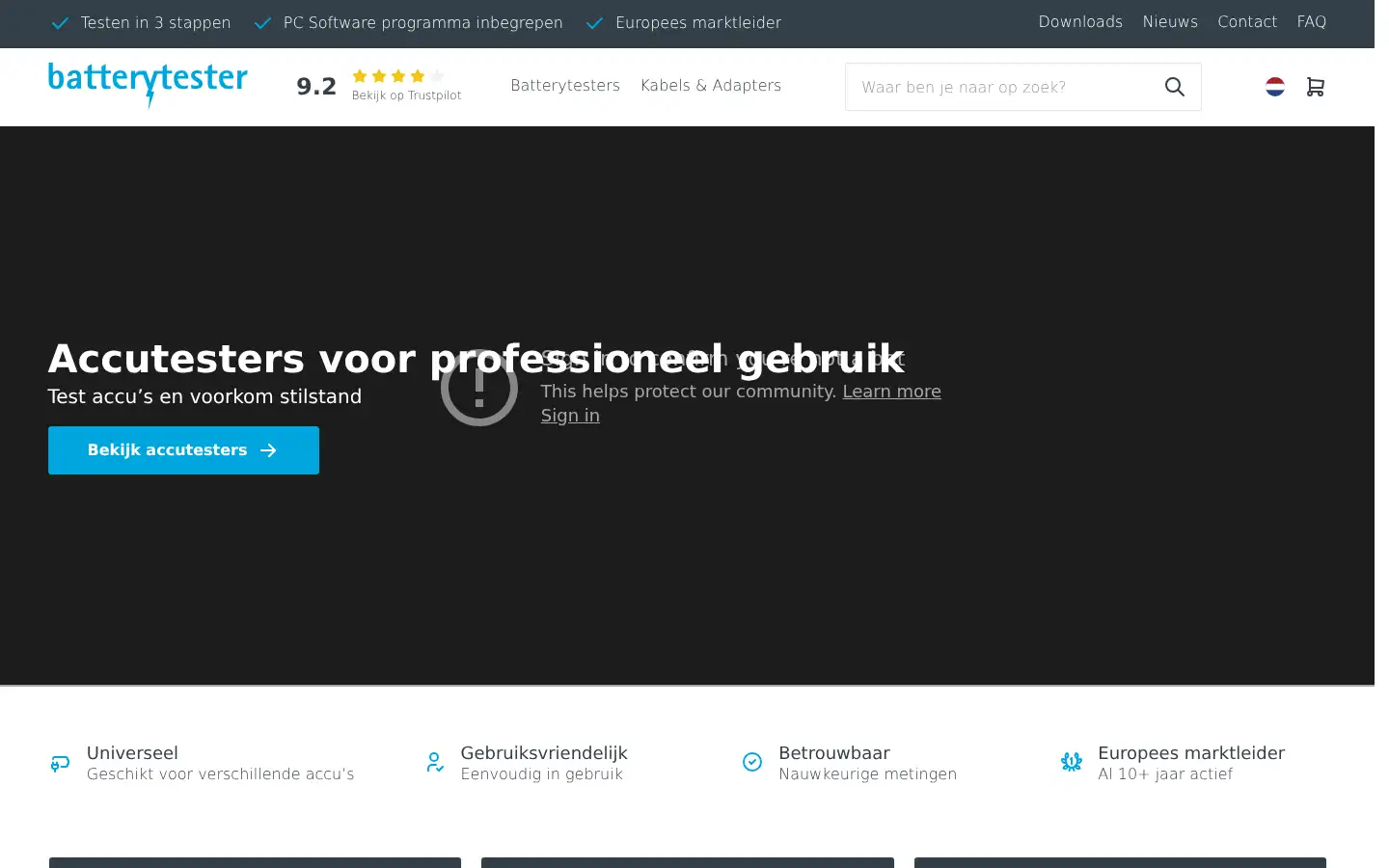 Screenshot of batterytester.nl