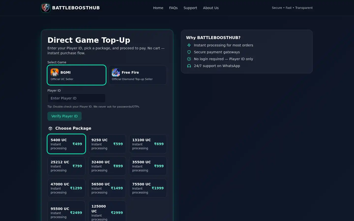 Screenshot of battleboosthub.com