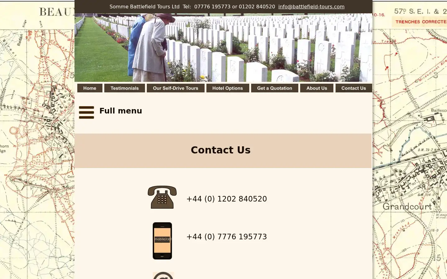 Screenshot of battlefield-tours.com