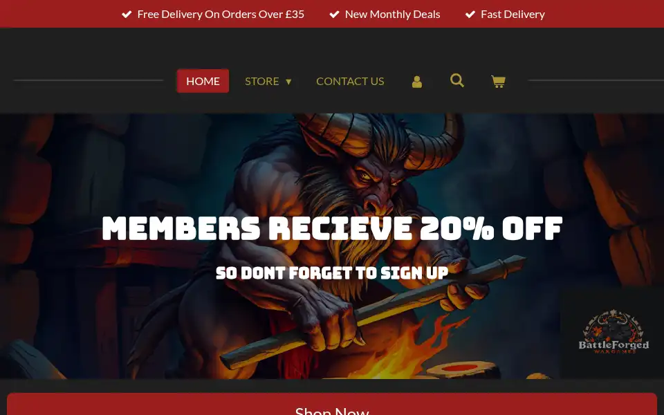 Screenshot of battleforgedwargames.com