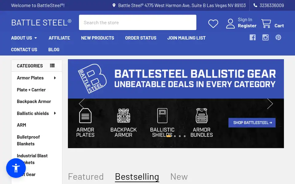 Screenshot of battlesteel.com