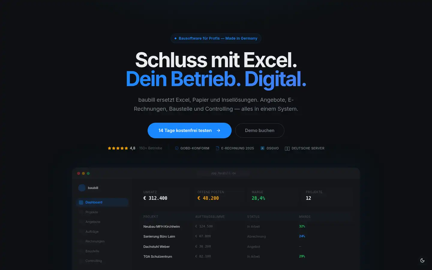 Screenshot of baubill.de