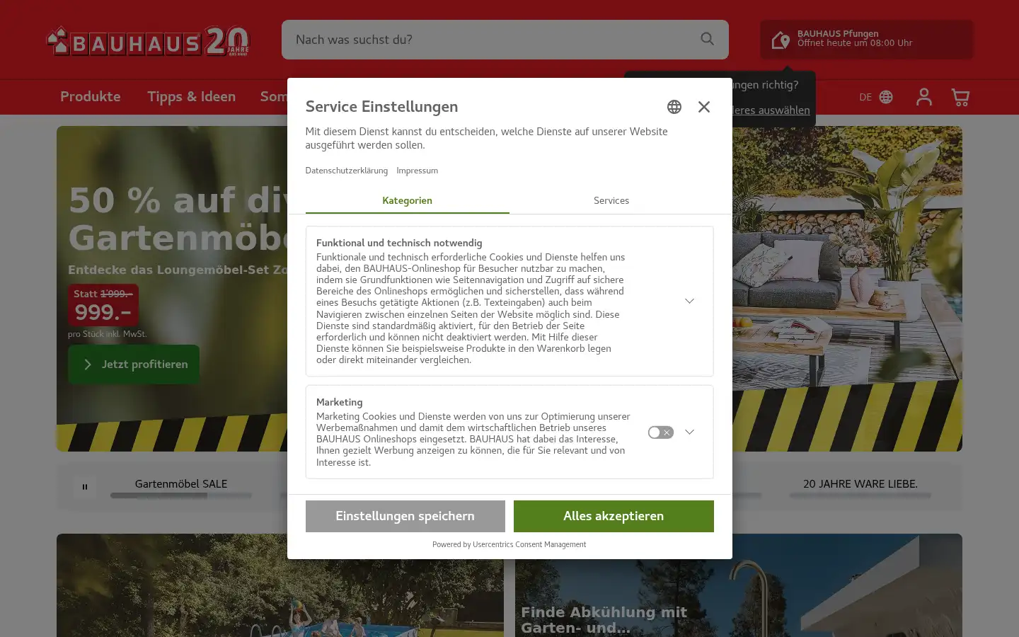 Screenshot of bauhaus.ch