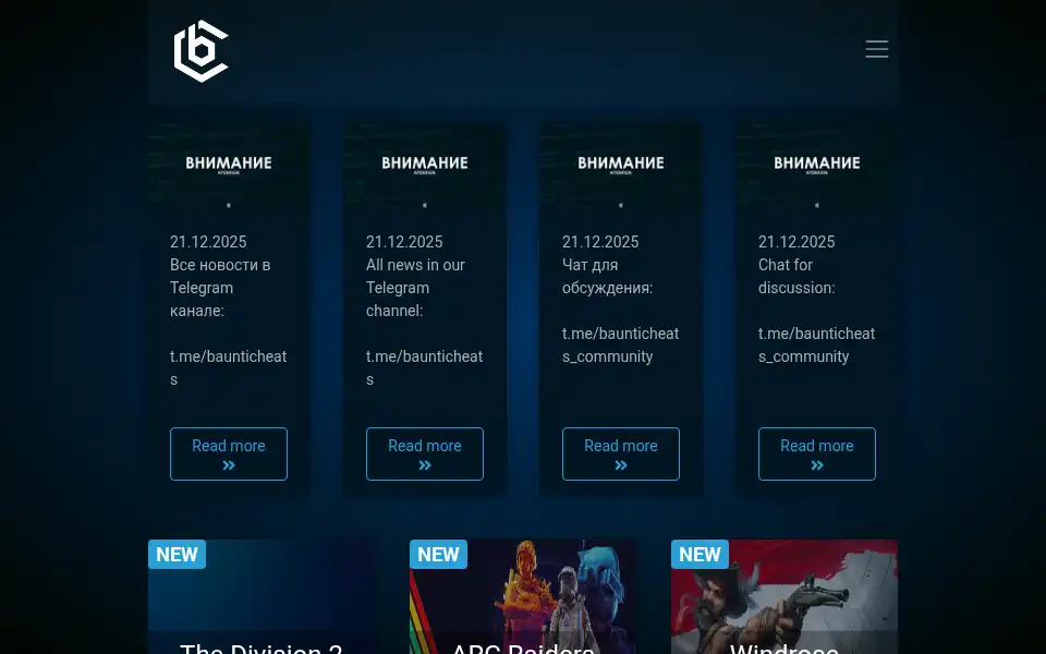 Screenshot of baunticheats.com