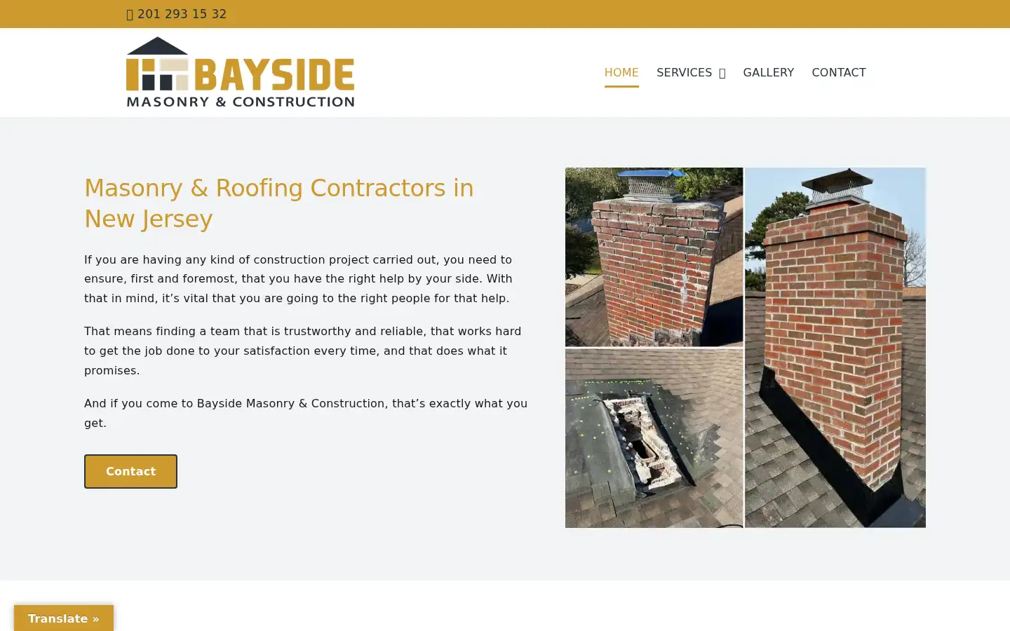 Screenshot of baysidemasonryandconstruction.com