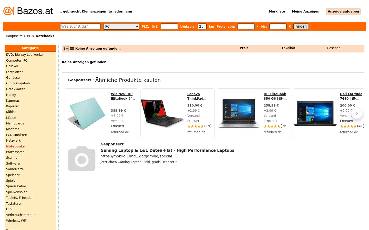 Screenshot of bazos.at