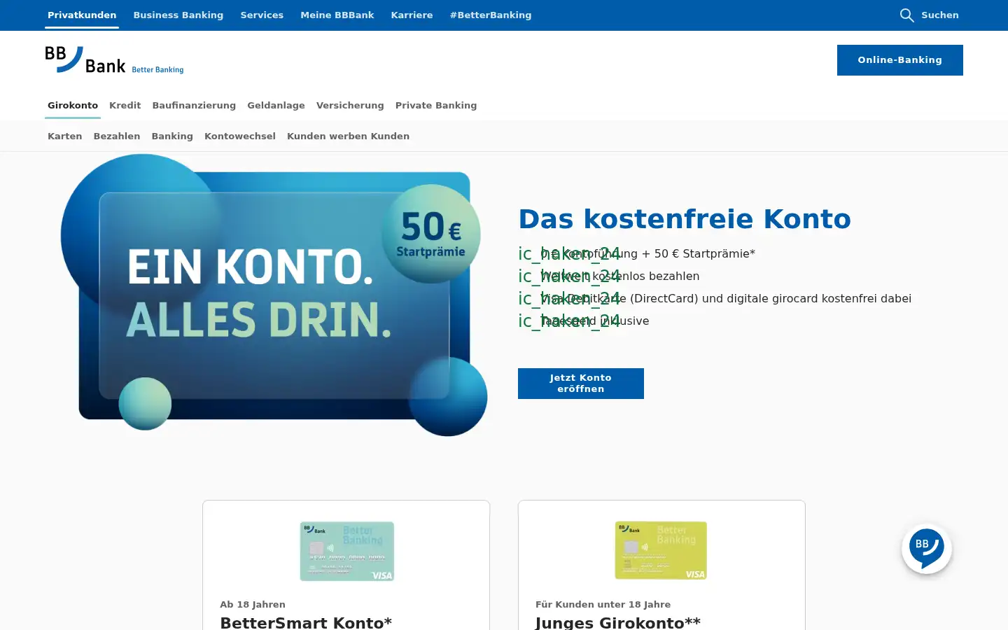 Screenshot of bbbank.de