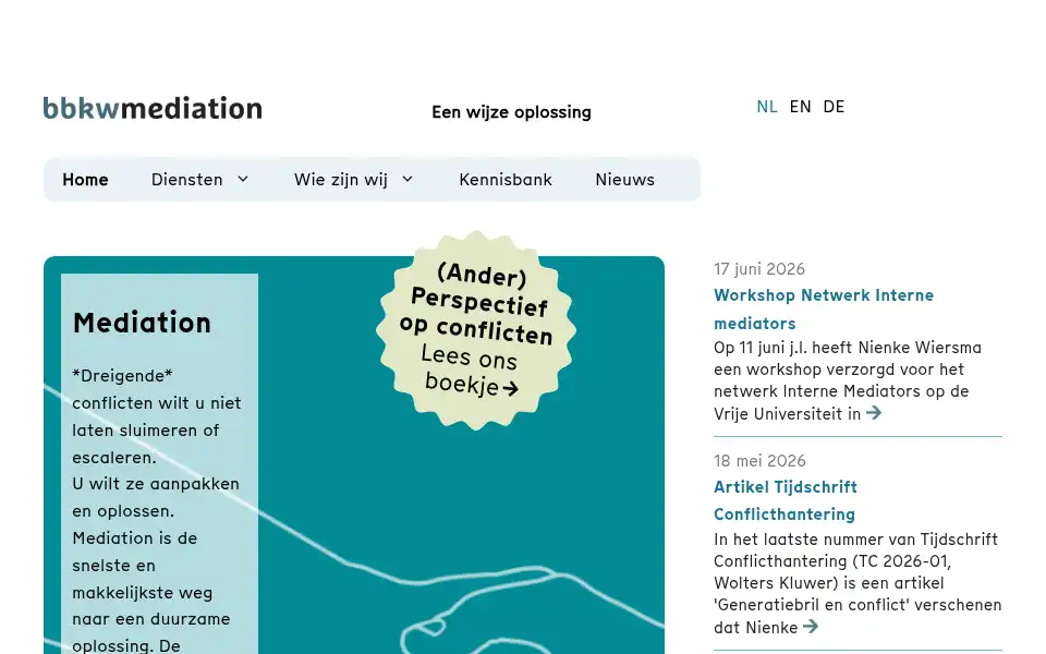 Screenshot of bbkwmediation.nl