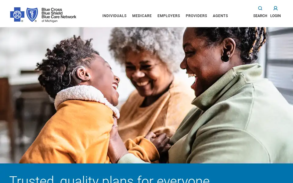 Screenshot of bcbsm.com