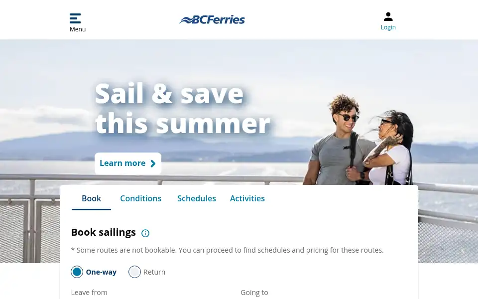 Screenshot of bcferries.com