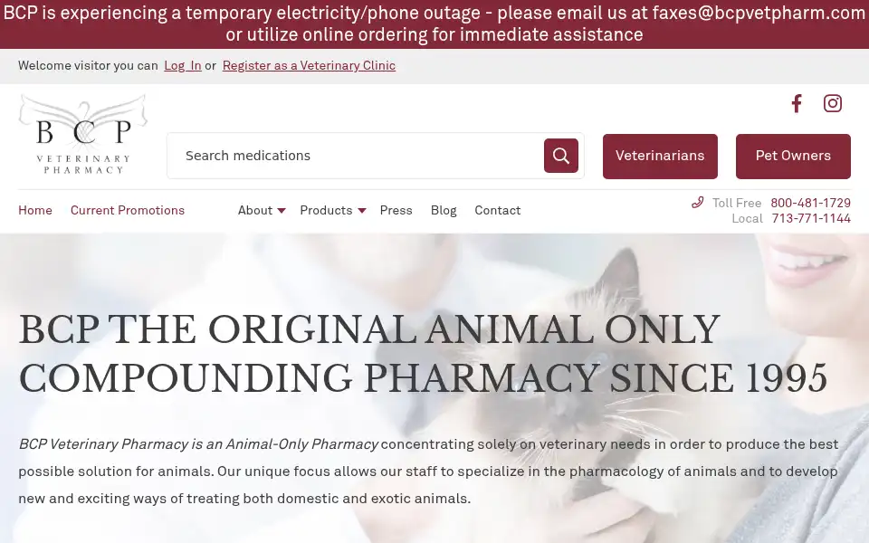Screenshot of bcpvetpharm.com