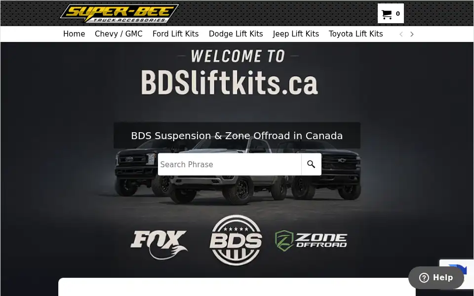 Screenshot of bdsliftkits.ca