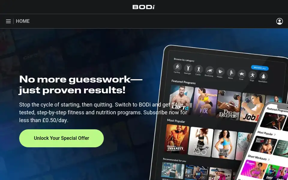 Screenshot of beachbody.co.uk