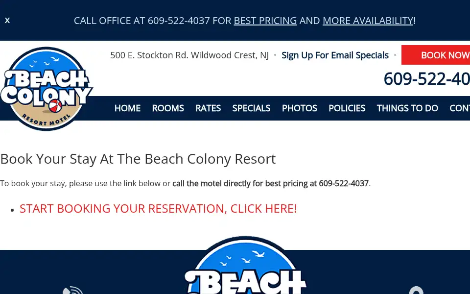 Screenshot of beachcolonymotel.com
