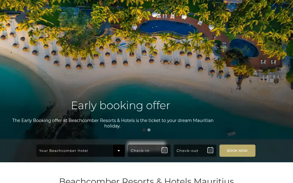 Screenshot of beachcomber-hotels.com