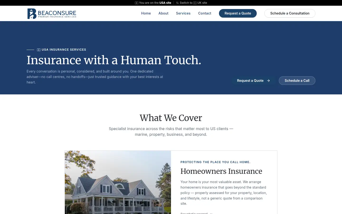 Screenshot of beaconsure.com
