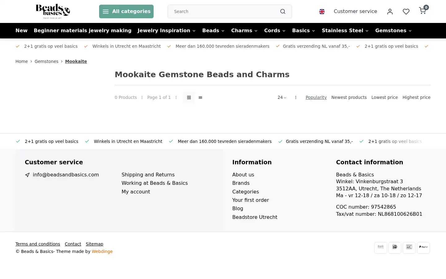 Screenshot of beadsandbasics.com