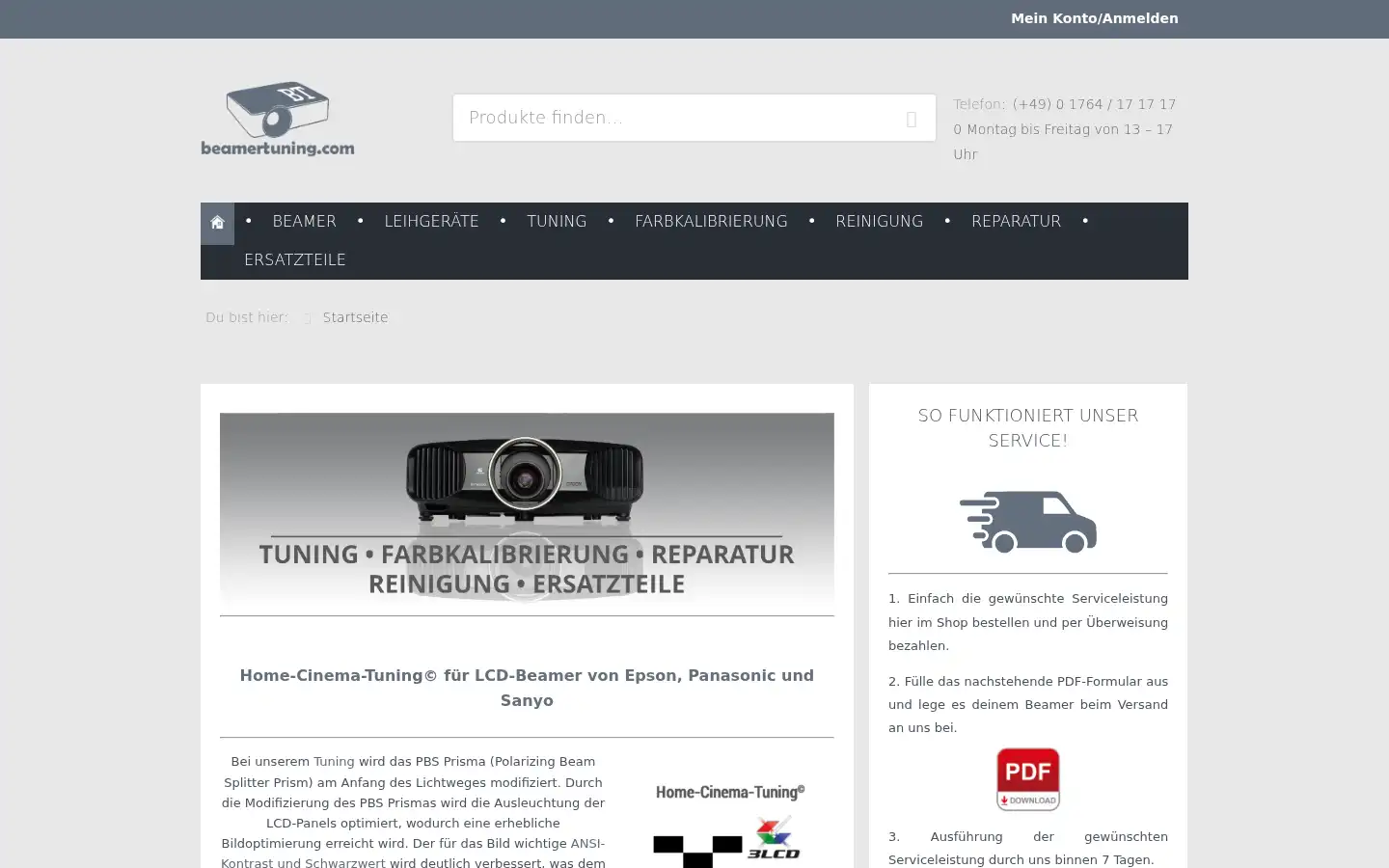 Screenshot of beamertuning.com