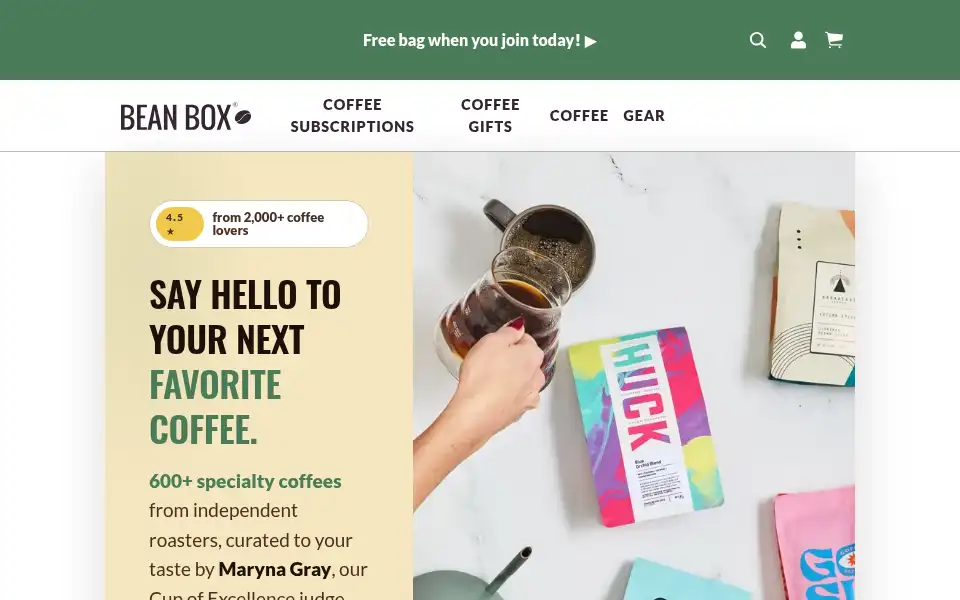 Screenshot of beanbox.com
