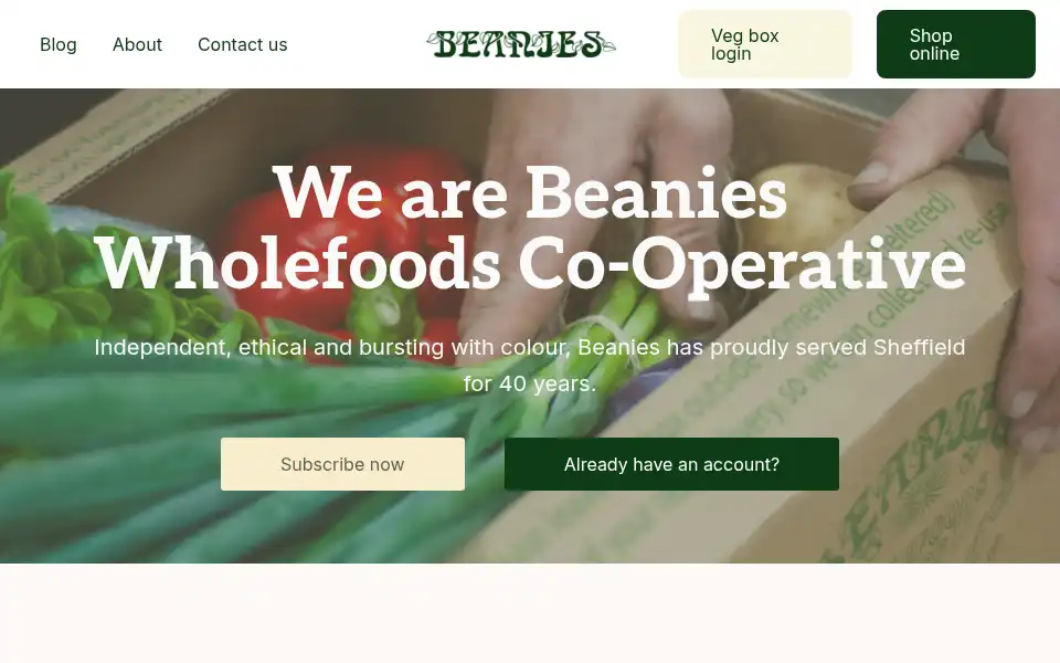 Screenshot of beanieswholefoods.co.uk