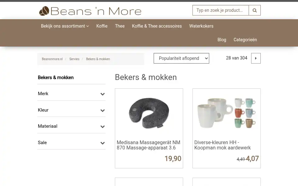 Screenshot of beansnmore.nl