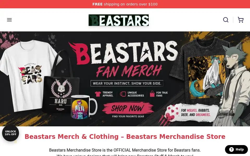 Screenshot of beastarsmerch.com