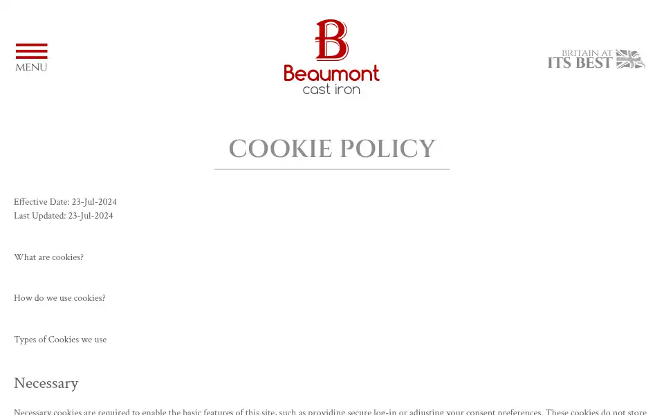 Screenshot of beaumontcastiron.com