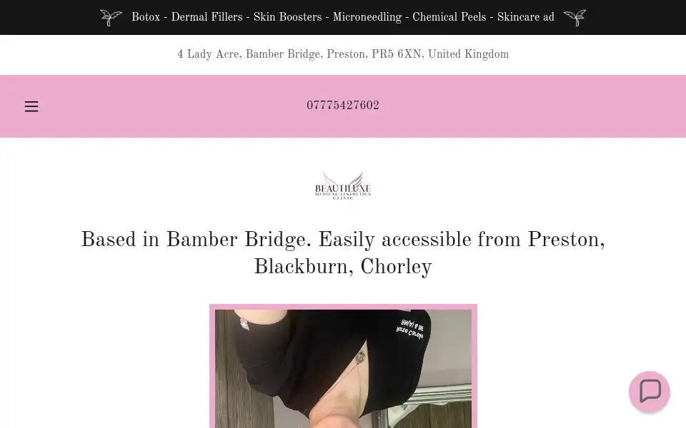 Screenshot of beautiluxeaestheticsclinic.co.uk