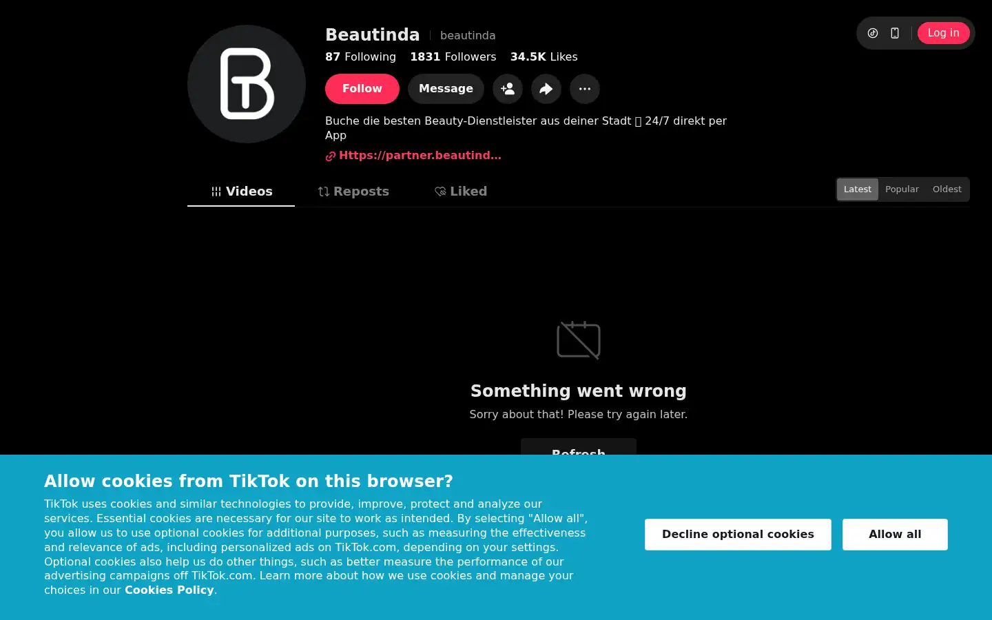 Screenshot of beautinda.com