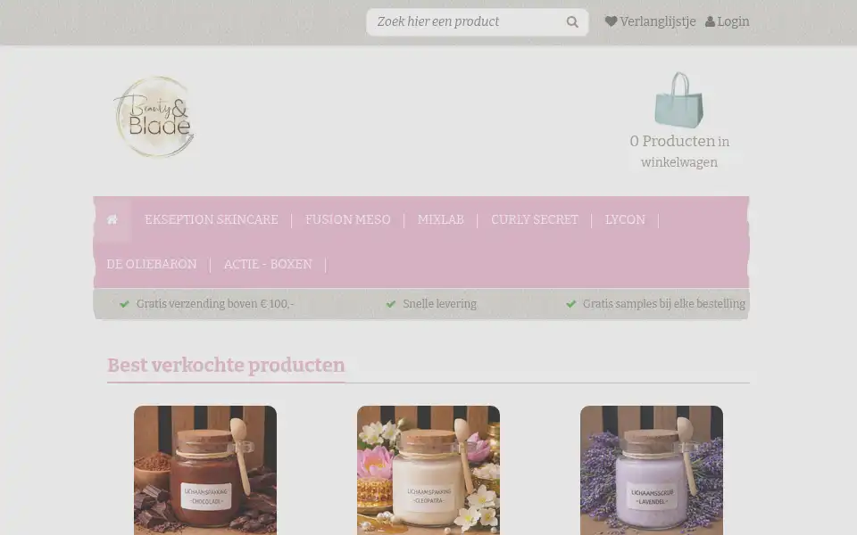 Screenshot of beautyandblade.nl