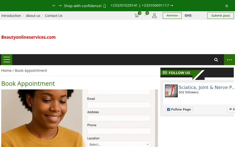 Screenshot of beautyonlineservices.com