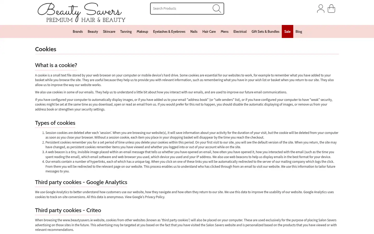 Screenshot of beautysavers.ie