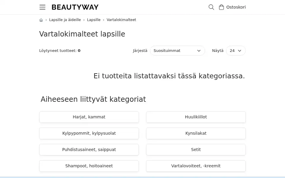 Screenshot of beautywayshop.fi