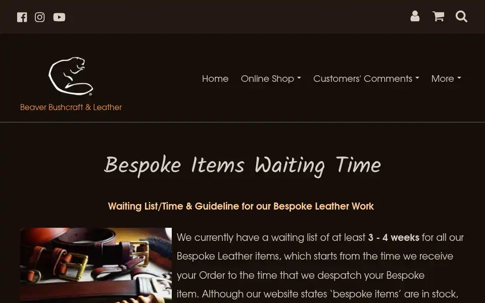 Screenshot of beaverbushcraft.co.uk