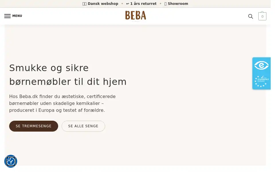 Screenshot of beba.dk